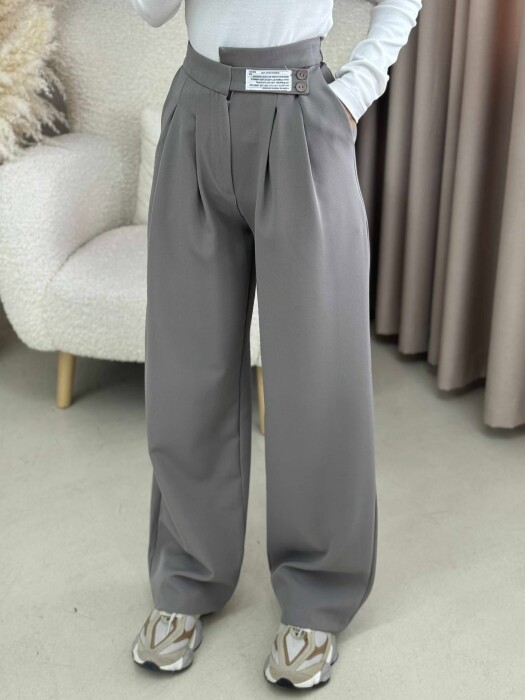 WIDE LEG ONE COLOR WOMAN TROUSERS GREY ASH/GRI HIRI 