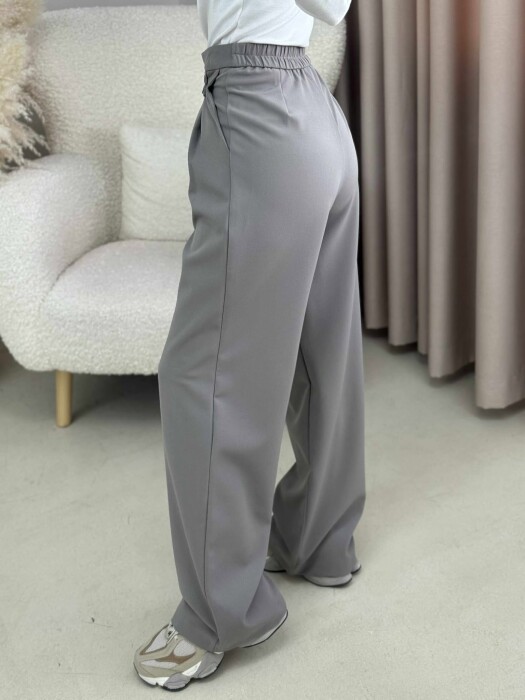 WIDE LEG ONE COLOR WOMAN TROUSERS GREY ASH/GRI HIRI - 3