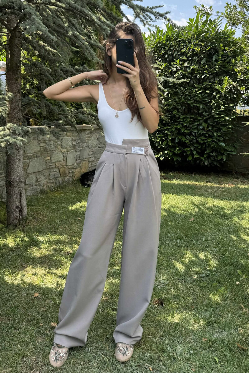 WIDE LEG ONE COLOR WOMAN TROUSERS GREY ASH/GRI HIRI - 1