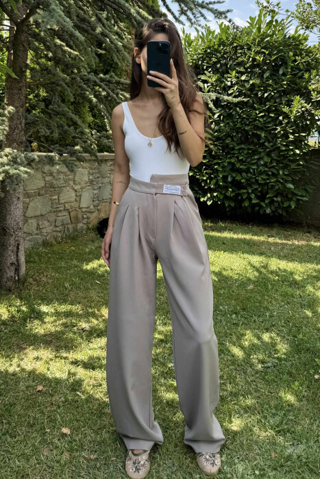 WIDE LEG ONE COLOR WOMAN TROUSERS GREY ASH/GRI HIRI - 2