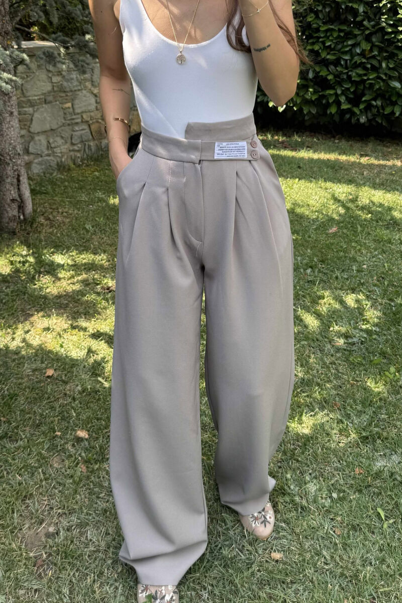 WIDE LEG ONE COLOR WOMAN TROUSERS GREY ASH/GRI HIRI - 3