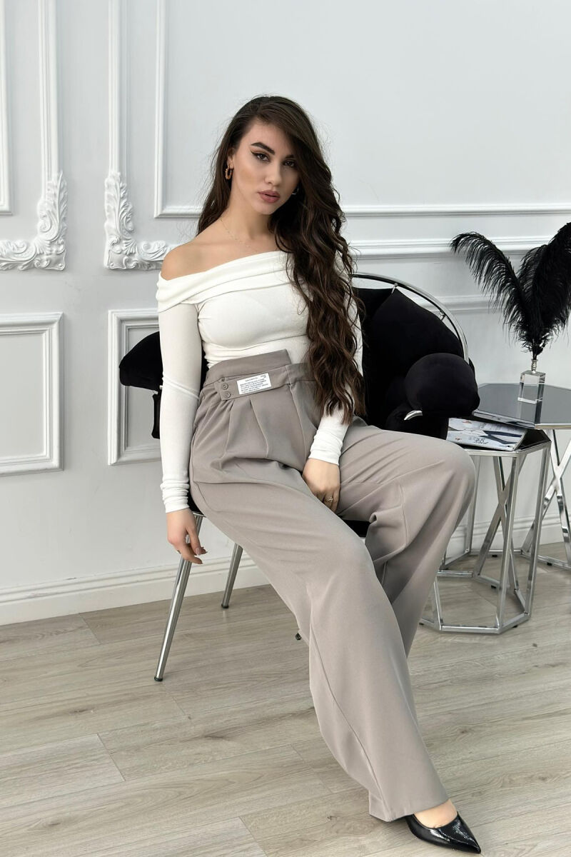 WIDE LEG ONE COLOR WOMAN TROUSERS GREY/GRI - 3