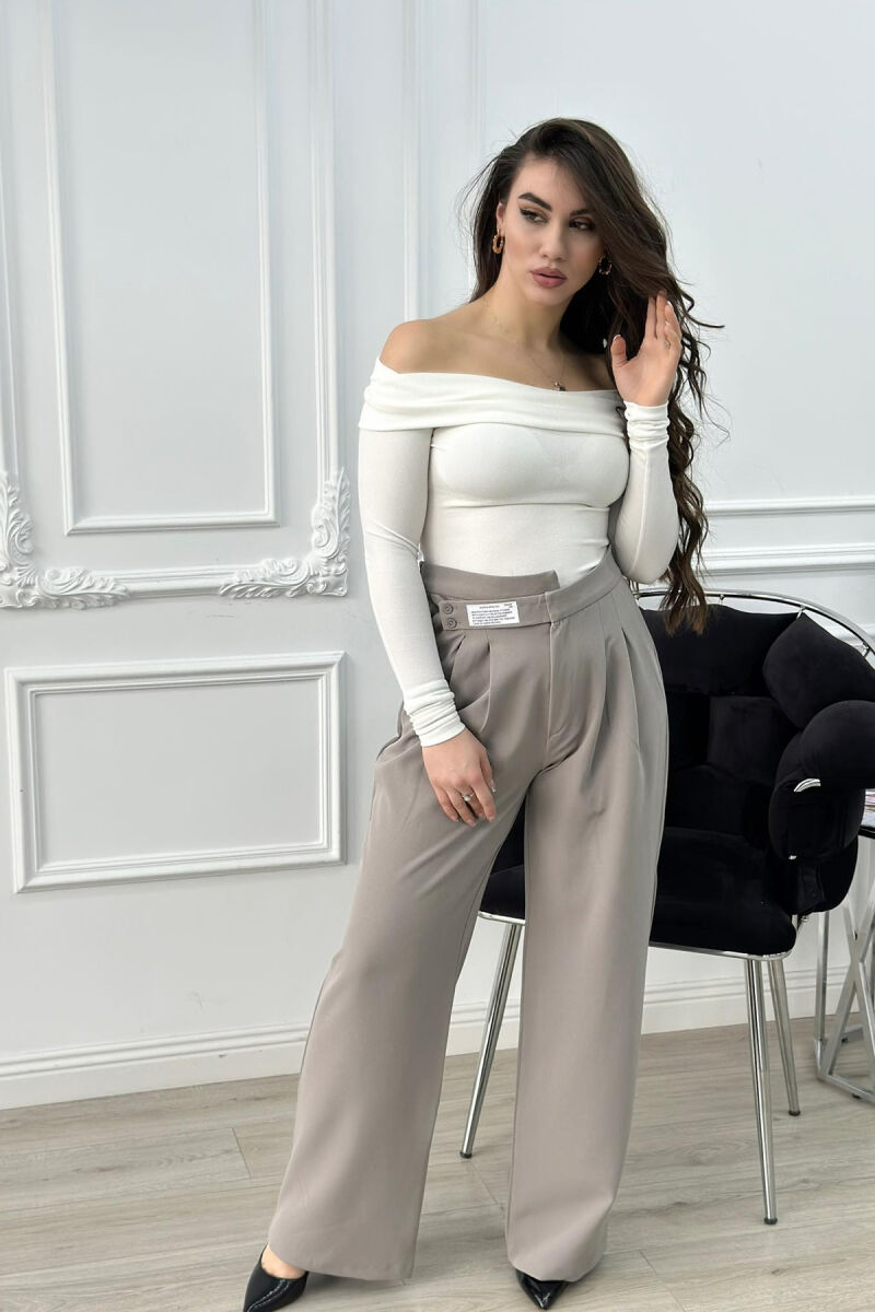 WIDE LEG ONE COLOR WOMAN TROUSERS GREY/GRI - 4