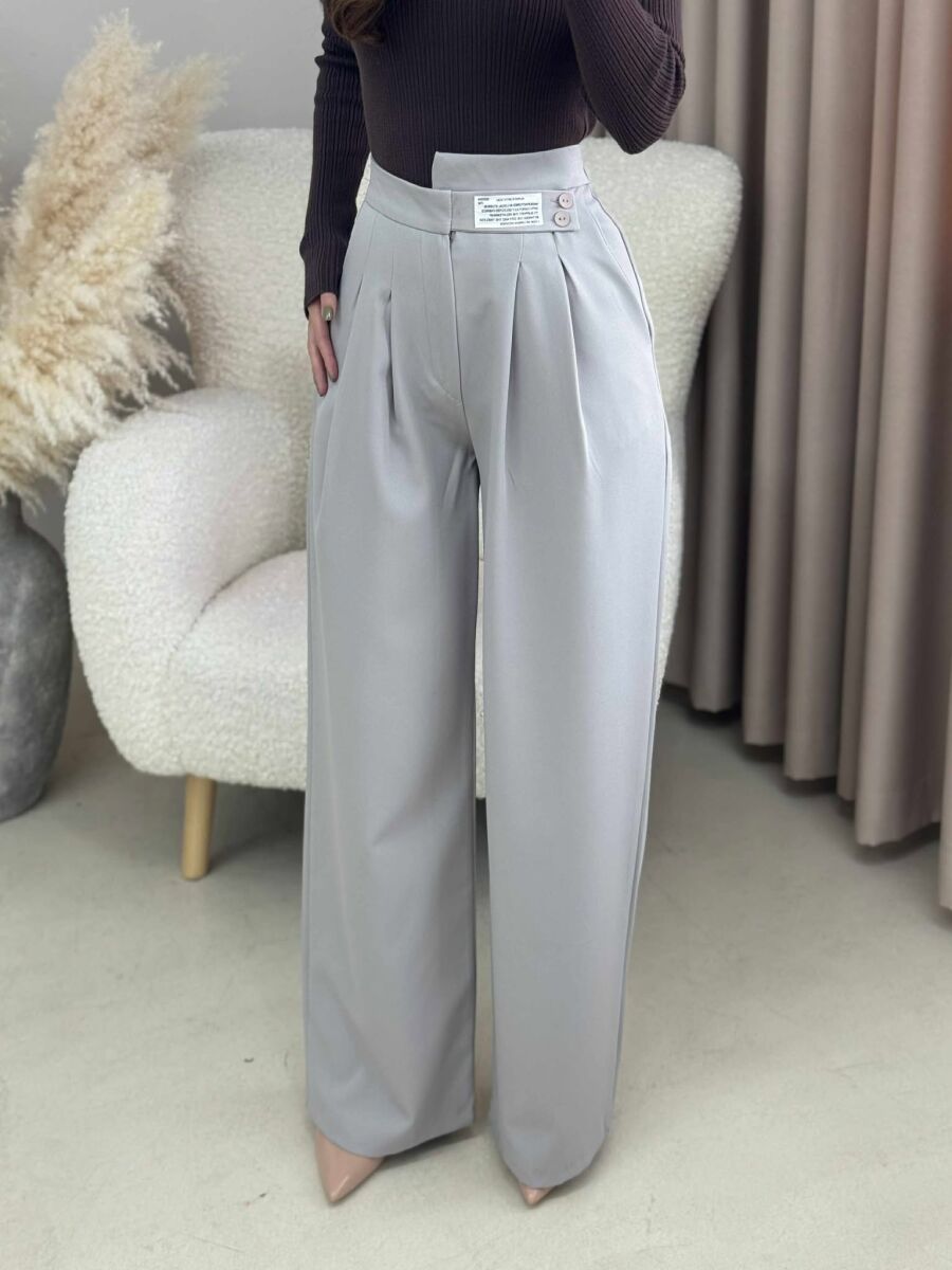 WIDE LEG ONE COLOR WOMAN TROUSERS LIGHT GREY/GZ - 3