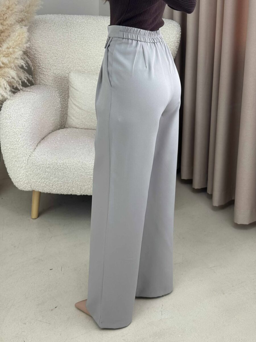 WIDE LEG ONE COLOR WOMAN TROUSERS LIGHT GREY/GZ - 4