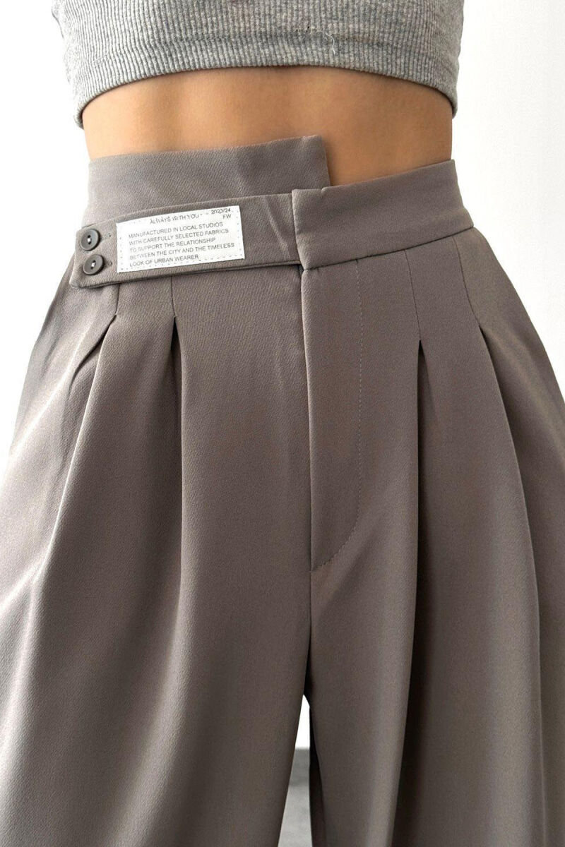 WIDE LEG ONE COLOR WOMAN TROUSERS LIGHT GREY/GZ - 2