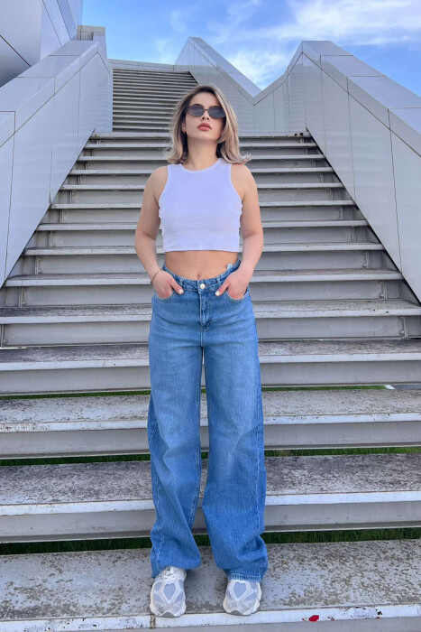 WIDE LEG ONE COLOR WOMEN JEANS BABY BLUE/BLU BY 