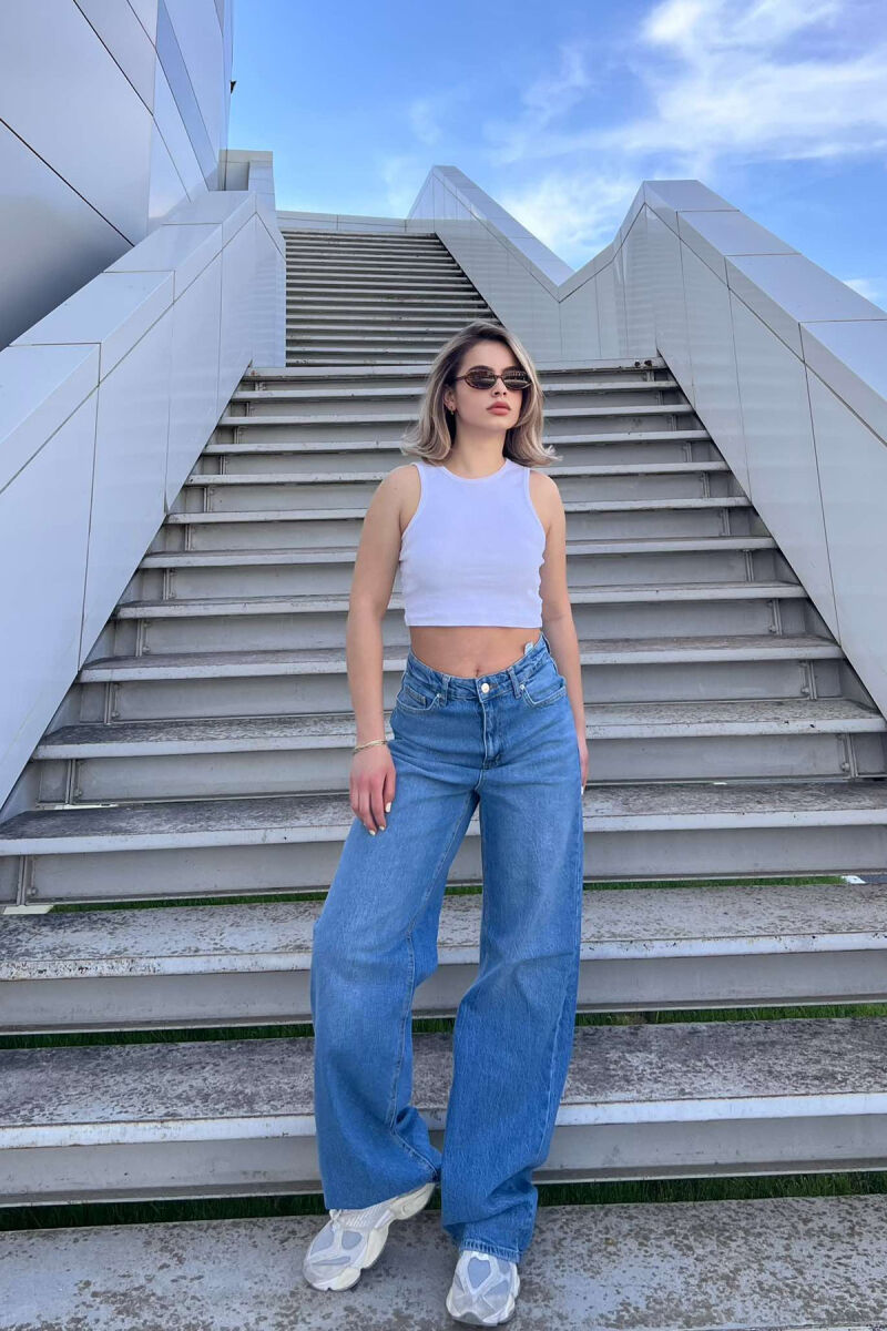 WIDE LEG ONE COLOR WOMEN JEANS BABY BLUE/BLU BY - 3