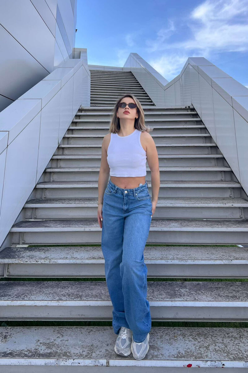 WIDE LEG ONE COLOR WOMEN JEANS BABY BLUE/BLU BY - 4