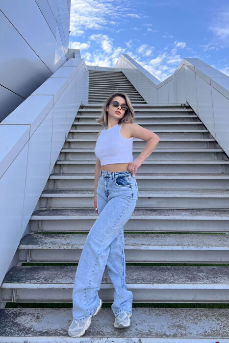 WIDE LEG ONE COLOR WOMEN JEANS BEAUBLUE/BBL 