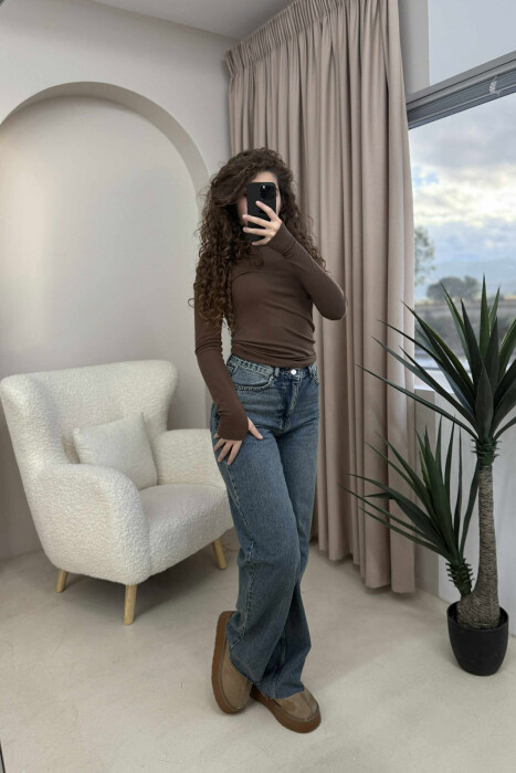 WIDE LEG ONE COLOR WOMEN JEANS BEAUBLUE/BBL - 4