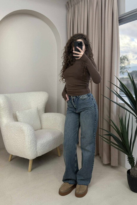 WIDE LEG ONE COLOR WOMEN JEANS BEAUBLUE/BBL - 2