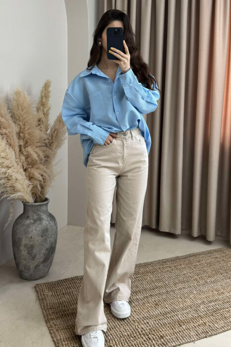 WIDE LEG ONE COLOR WOMEN JEANS BEIGE/BEZHE 