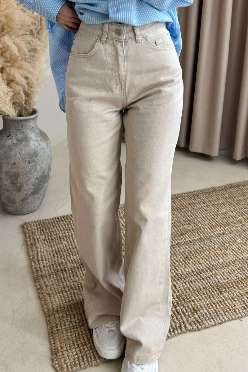 WIDE LEG ONE COLOR WOMEN JEANS BEIGE/BEZHE - 2