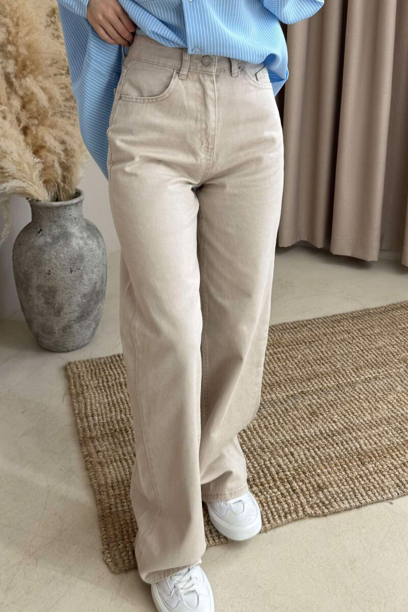WIDE LEG ONE COLOR WOMEN JEANS BEIGE/BEZHE - 3