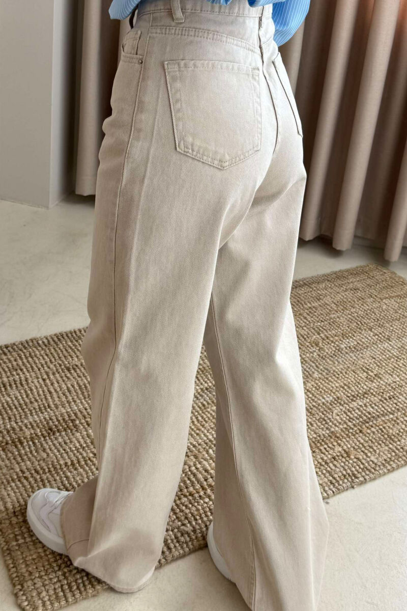 WIDE LEG ONE COLOR WOMEN JEANS BEIGE/BEZHE - 4