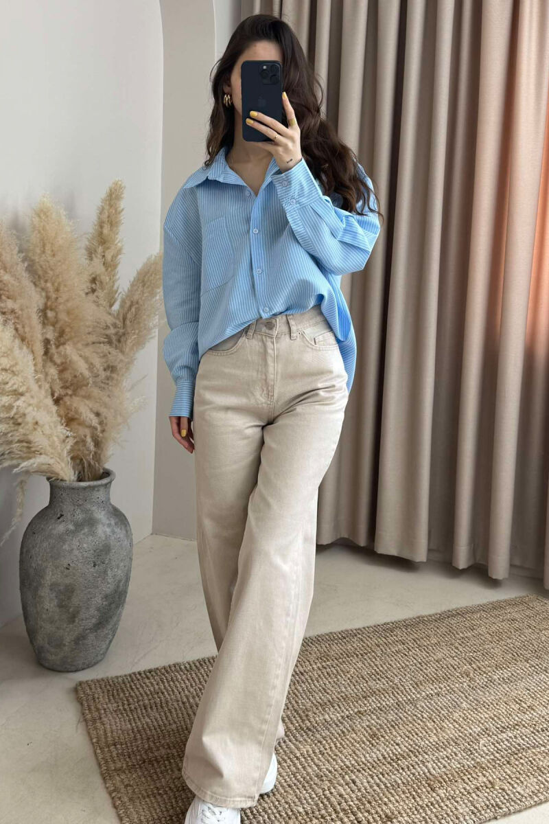 WIDE LEG ONE COLOR WOMEN JEANS BEIGE/BEZHE - 5