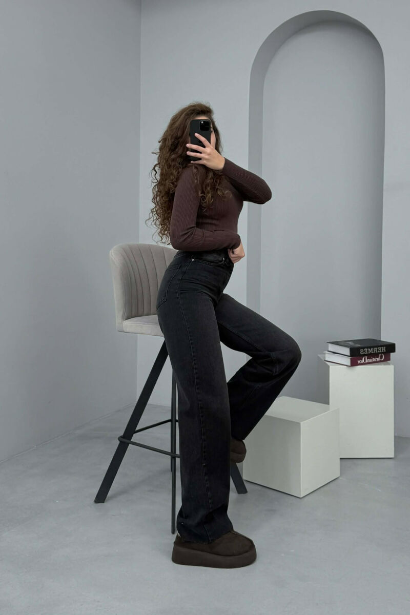 WIDE LEG ONE COLOR WOMEN JEANS BLACK/ E ZEZE - 2