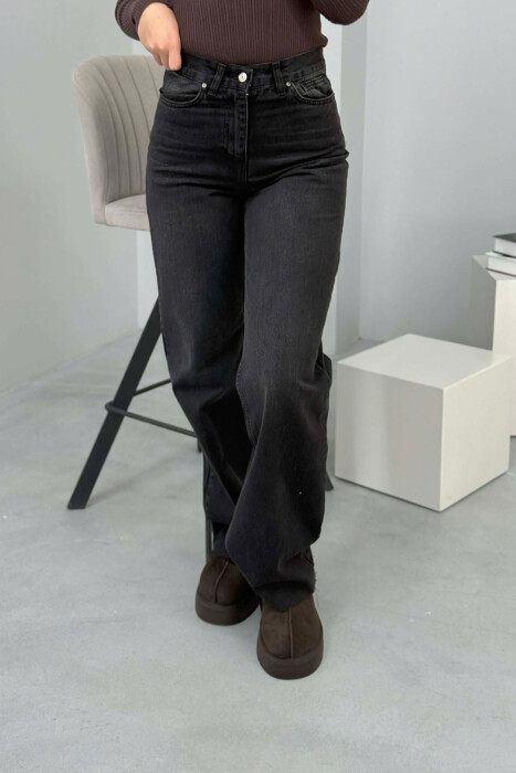 WIDE LEG ONE COLOR WOMEN JEANS BLACK/ E ZEZE - 3