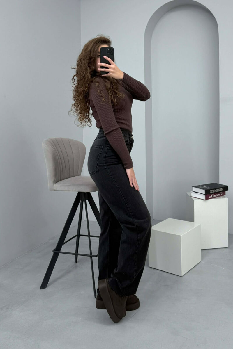 WIDE LEG ONE COLOR WOMEN JEANS BLACK/ E ZEZE - 5