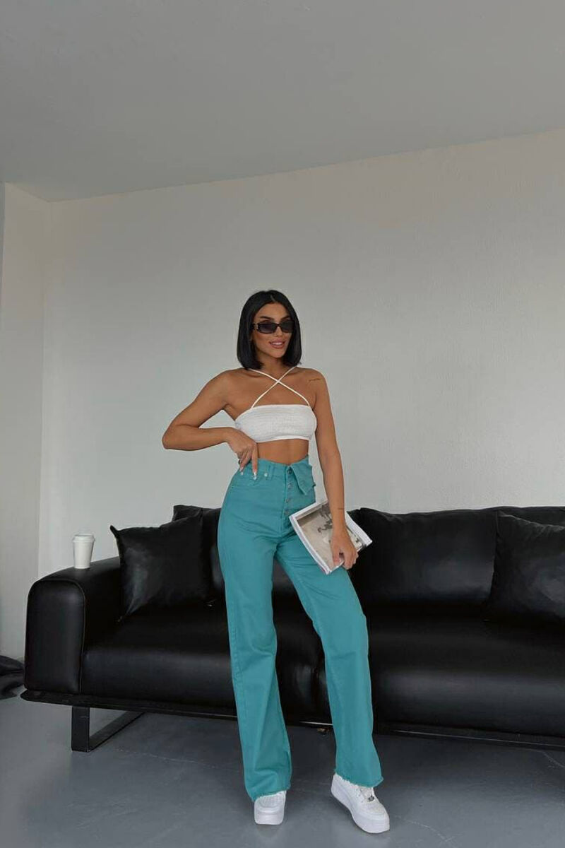 WIDE LEG ONE COLOR WOMEN JEANS BLUE STONE/GK - 7