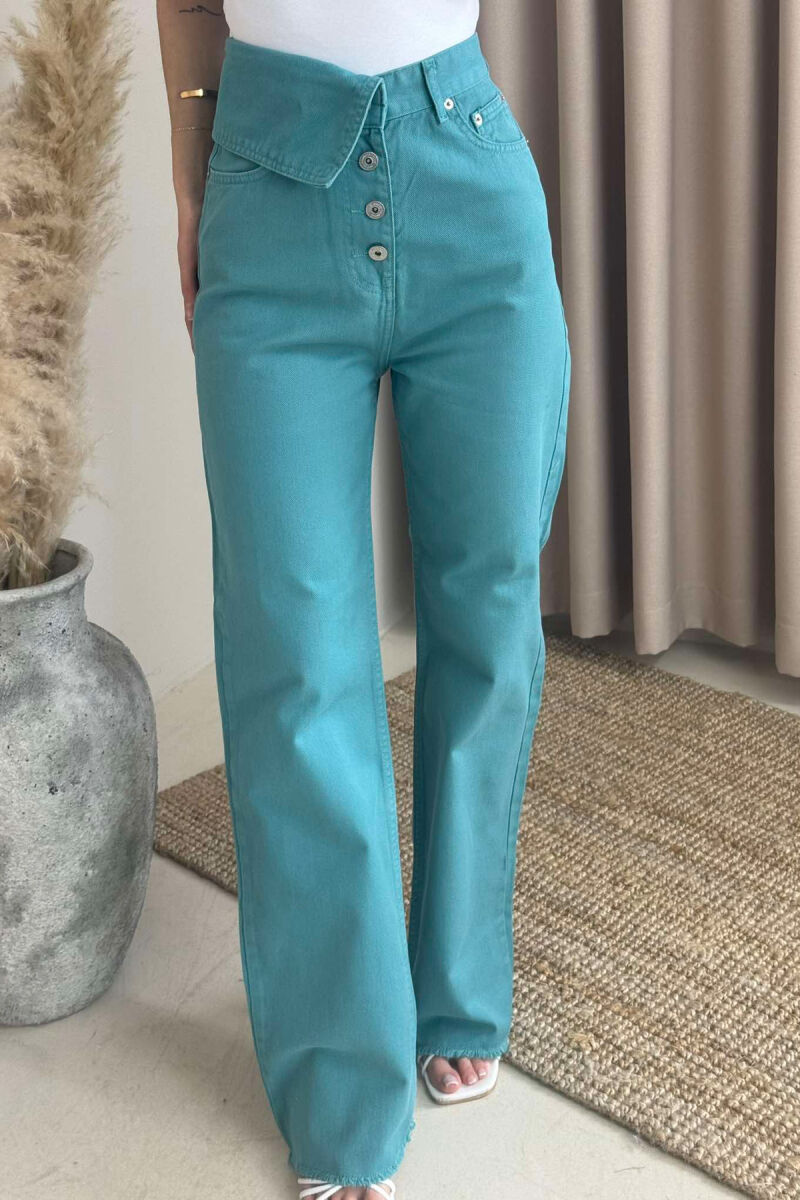 WIDE LEG ONE COLOR WOMEN JEANS BLUE STONE/GK - 8
