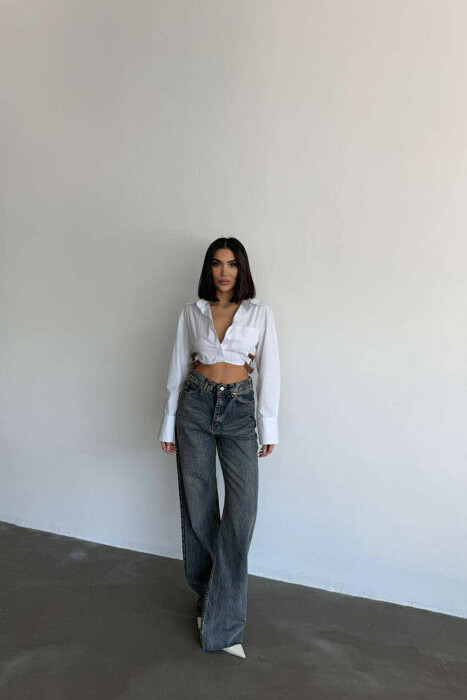 WIDE LEG ONE COLOR WOMEN JEANS BLUE/BLU 