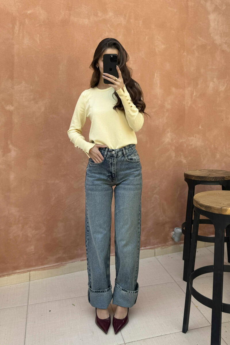 WIDE LEG ONE COLOR WOMEN JEANS BLUE/BLU - 2