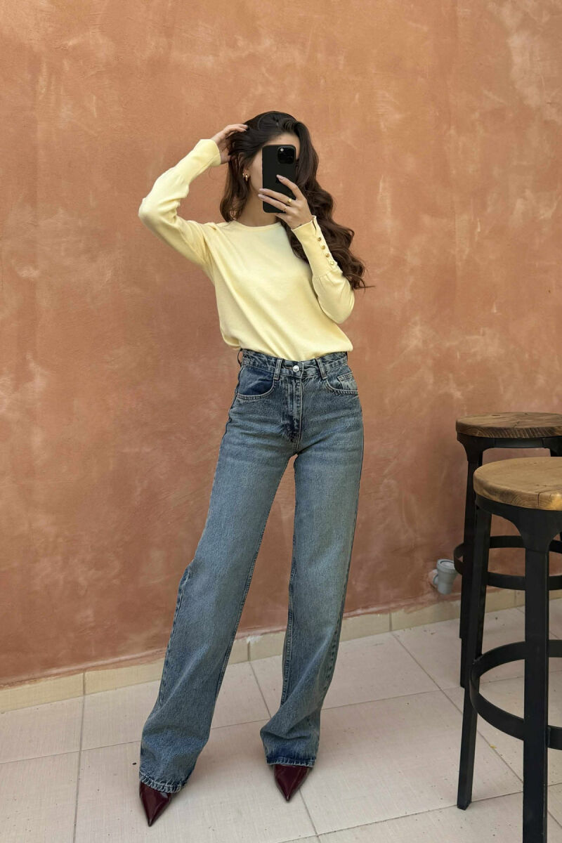 WIDE LEG ONE COLOR WOMEN JEANS BLUE/BLU - 3
