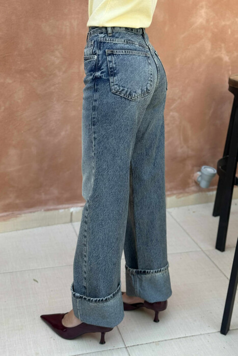 WIDE LEG ONE COLOR WOMEN JEANS BLUE/BLU - 4