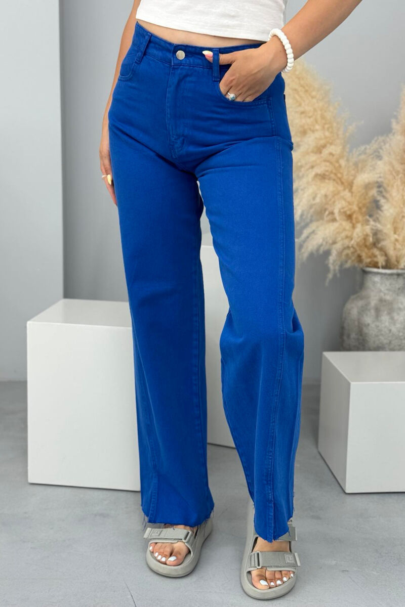 WIDE LEG ONE COLOR WOMEN JEANS BLUE/BLU - 1