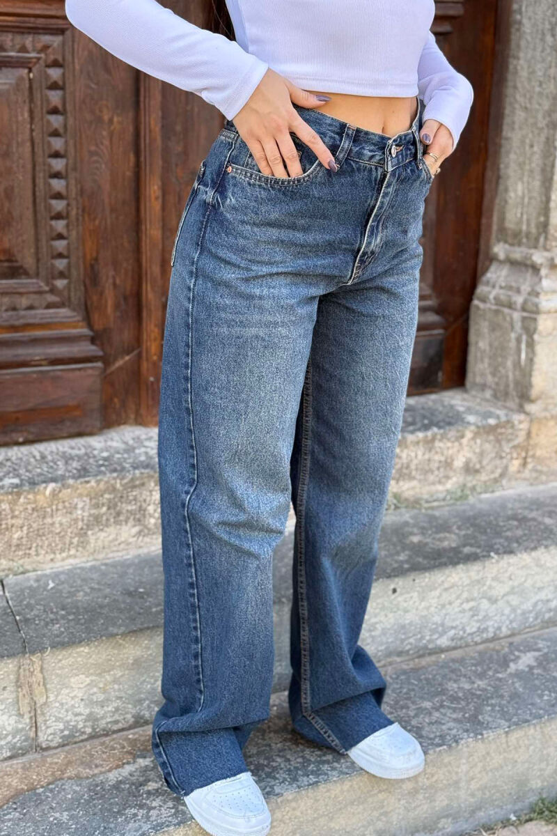 WIDE LEG ONE COLOR WOMEN JEANS BLUE/BLU - 4