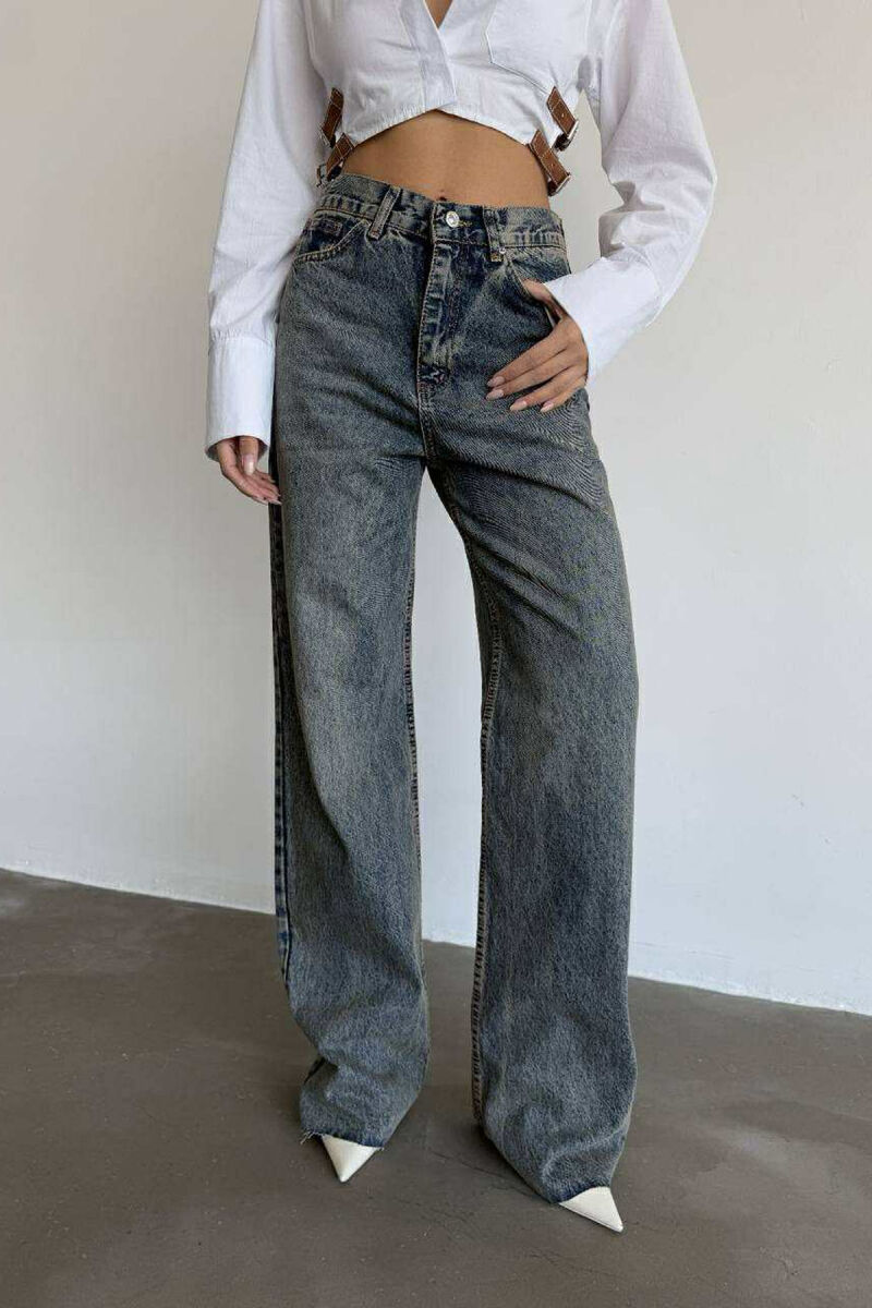 WIDE LEG ONE COLOR WOMEN JEANS BLUE/BLU - 2