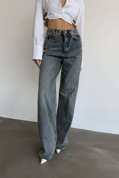 WIDE LEG ONE COLOR WOMEN JEANS BLUE/BLU - 3