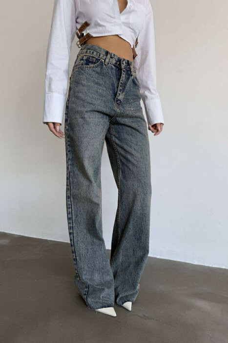 WIDE LEG ONE COLOR WOMEN JEANS BLUE/BLU - 4