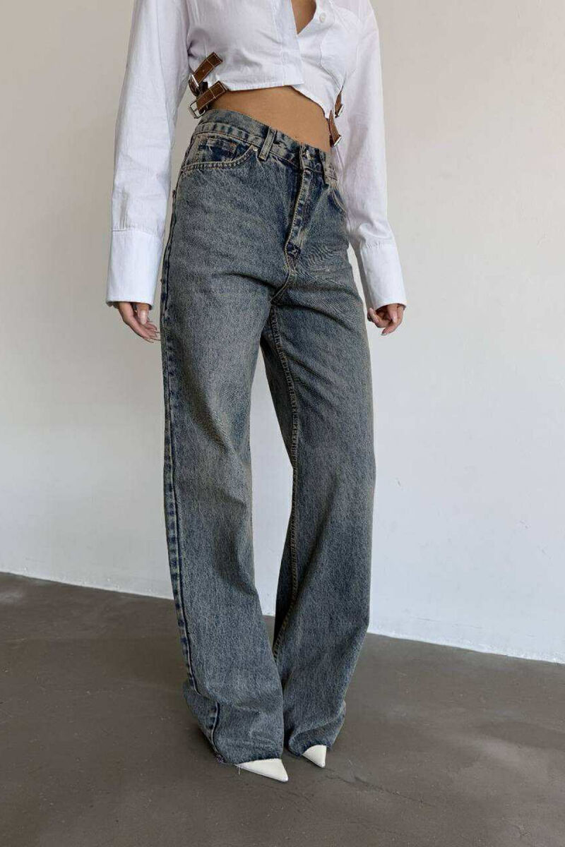 WIDE LEG ONE COLOR WOMEN JEANS BLUE/BLU - 4