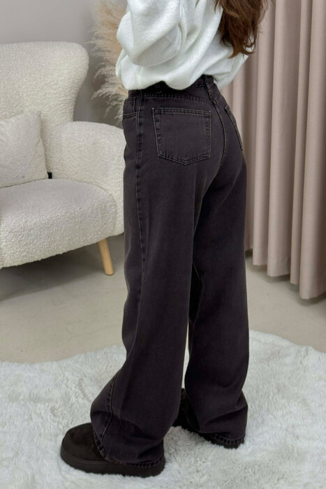 WIDE LEG ONE COLOR WOMEN JEANS BROWN/KAFE - 4