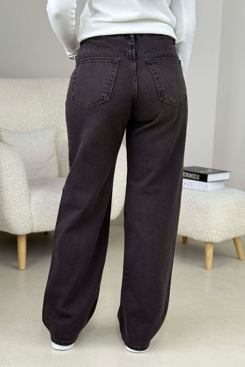 WIDE LEG ONE COLOR WOMEN JEANS BROWN/KAFE - 5