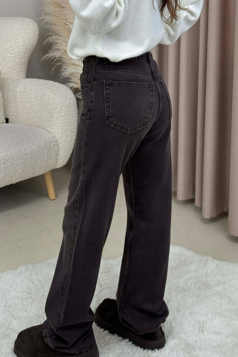 WIDE LEG ONE COLOR WOMEN JEANS BROWN/KAFE - 4