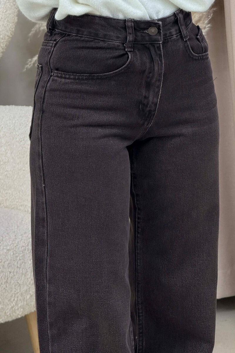 WIDE LEG ONE COLOR WOMEN JEANS BROWN/KAFE - 3