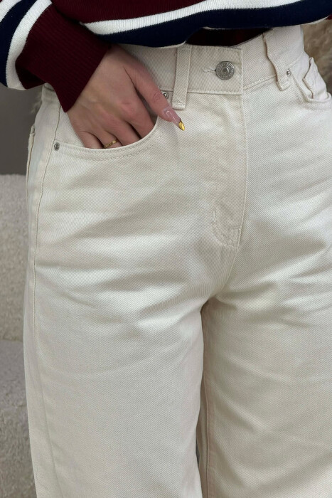 WIDE LEG ONE COLOR WOMEN JEANS CREAM/KREM - 7