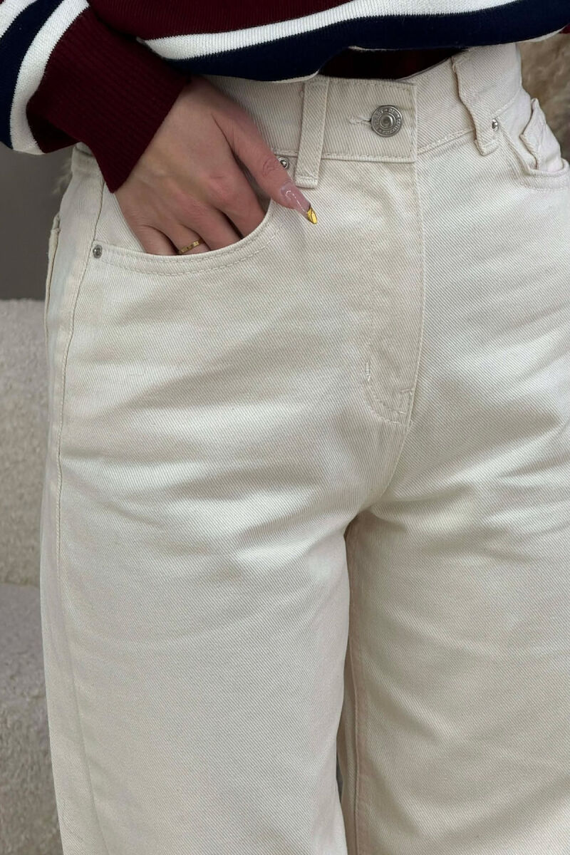 WIDE LEG ONE COLOR WOMEN JEANS CREAM/KREM - 7