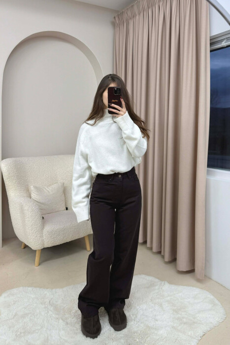 WIDE LEG ONE COLOR WOMEN JEANS DARK BROWN/KAE - 2