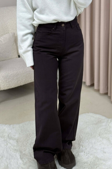 WIDE LEG ONE COLOR WOMEN JEANS DARK BROWN/KAE - 3