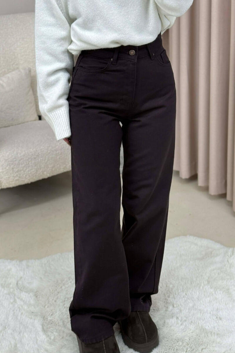 WIDE LEG ONE COLOR WOMEN JEANS DARK BROWN/KAE - 3