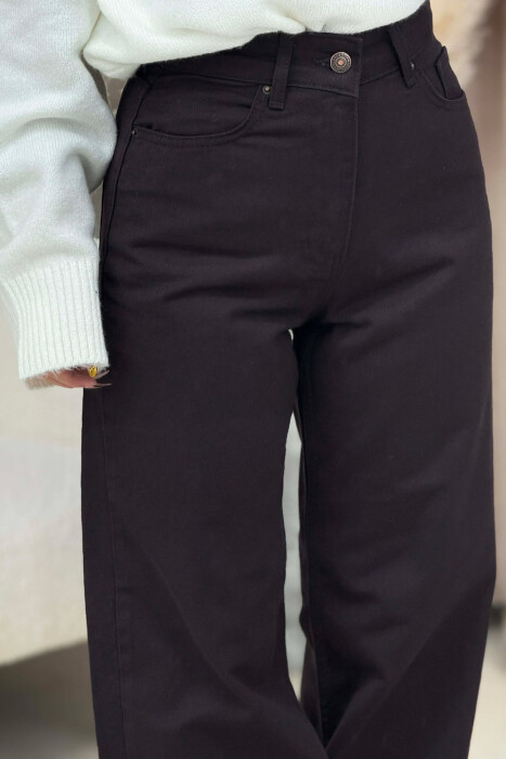 WIDE LEG ONE COLOR WOMEN JEANS DARK BROWN/KAE - 5