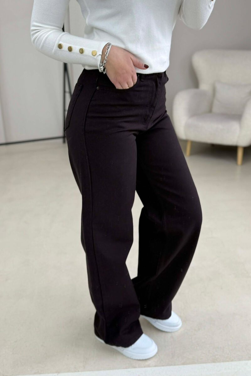 WIDE LEG ONE COLOR WOMEN JEANS DARK BROWN/KAE - 3