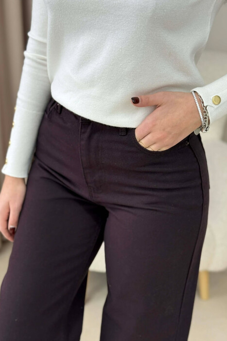 WIDE LEG ONE COLOR WOMEN JEANS DARK BROWN/KAE - 4