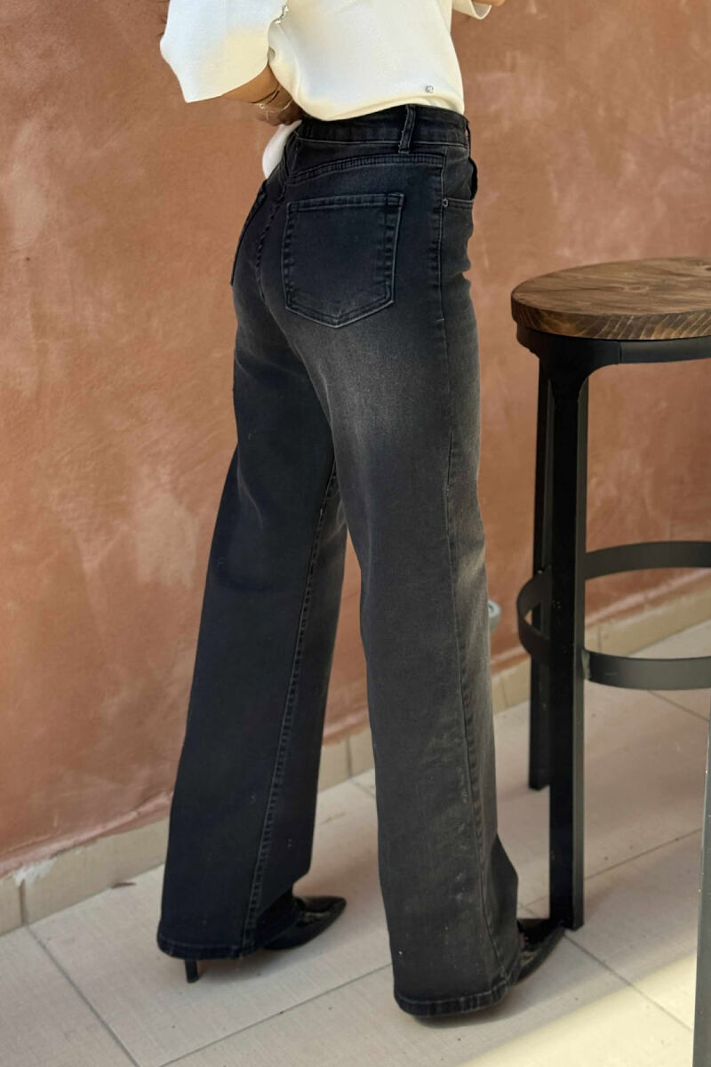 WIDE LEG ONE COLOR WOMEN JEANS DARK GREY/GEE - 5