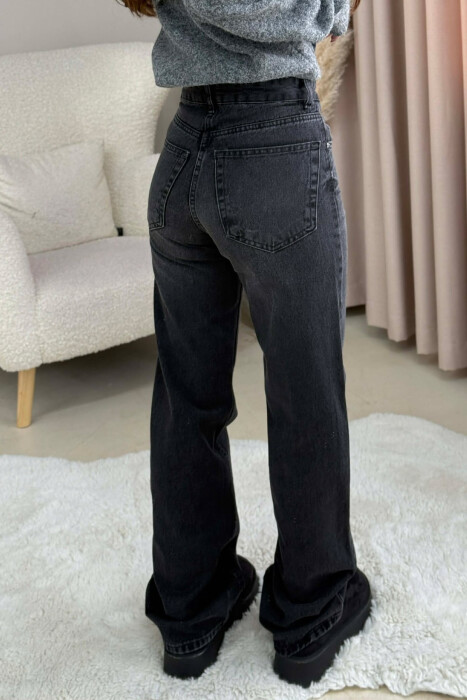 WIDE LEG ONE COLOR WOMEN JEANS DARK GREY/GEE - 6